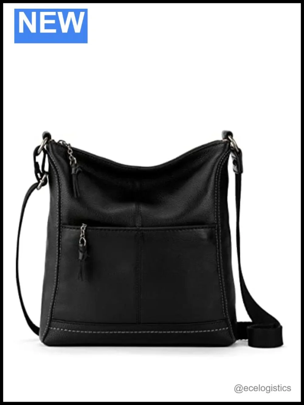 Leather Crossbody Purse with Adjustable Strap, Zipper Closure